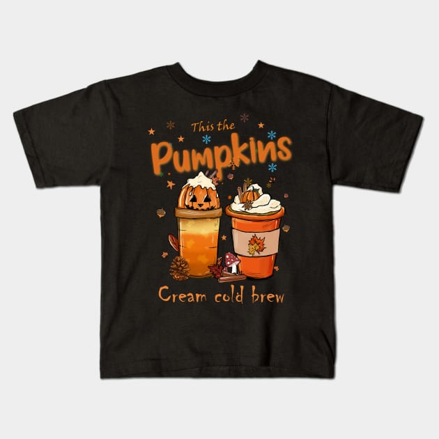 Pumpkin cream cold brew funny halloween Kids T-Shirt by Giftyshoop